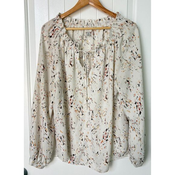 A New Day Womens XXL Peasant Blouse Ruffle Neck Long Sleeve Abstract Print - Picture 10 of 10